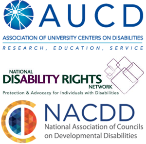 AUCD, National Disability Right Network, and NACDD logos